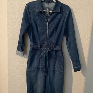 INC International Concepts Dark Blue Denim Overalls Size 8